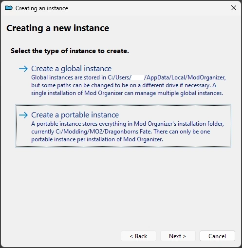 Select Portable Instance option